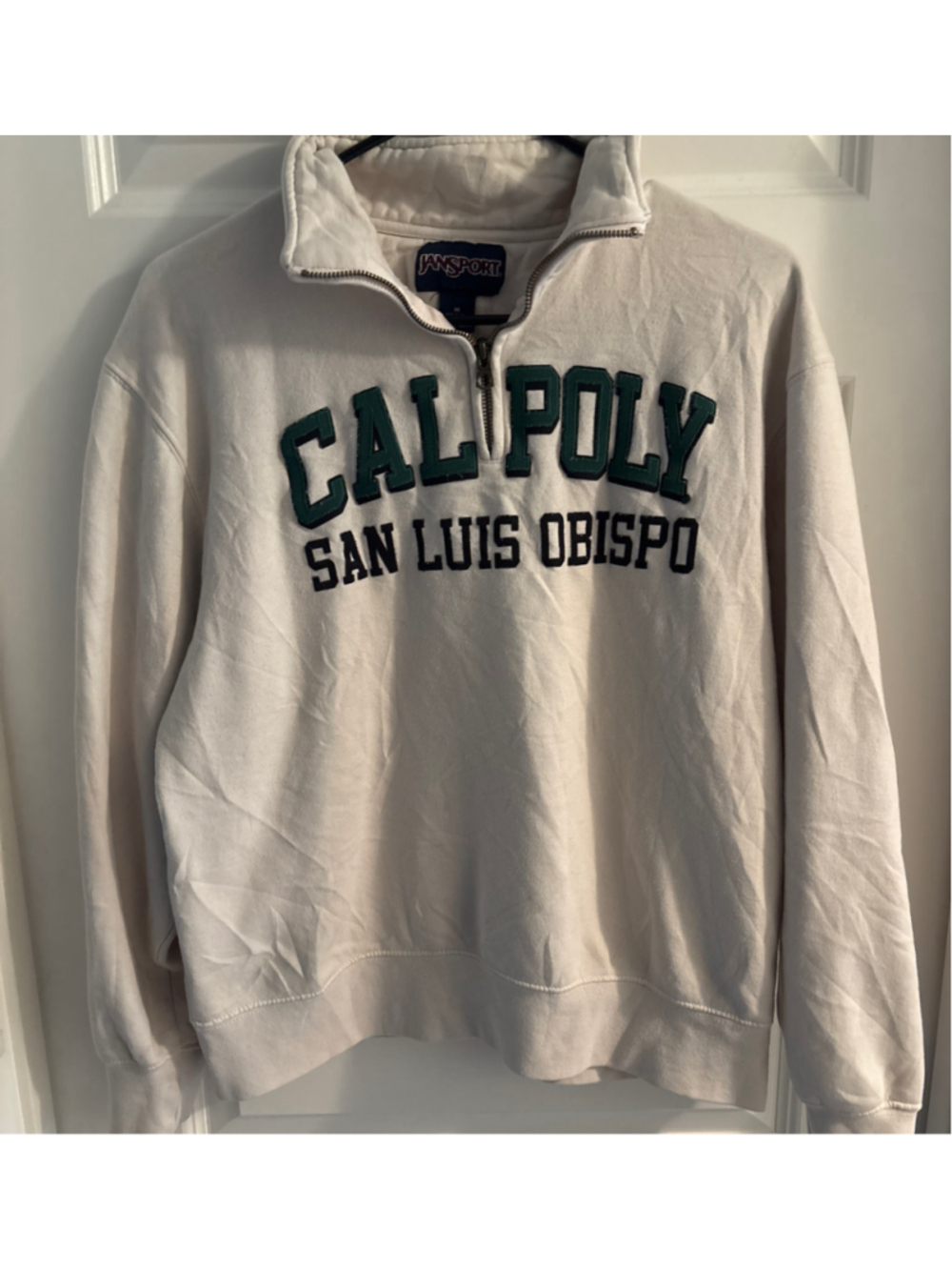 Women's JanSport Cal Poly San Luis Obispo Quarter Zip Sweatshirt Beige Size M